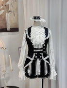 Crow Feather Ode - Ouji Lolita Cotton Linen Shirt and Clock Embroidery Vest Set