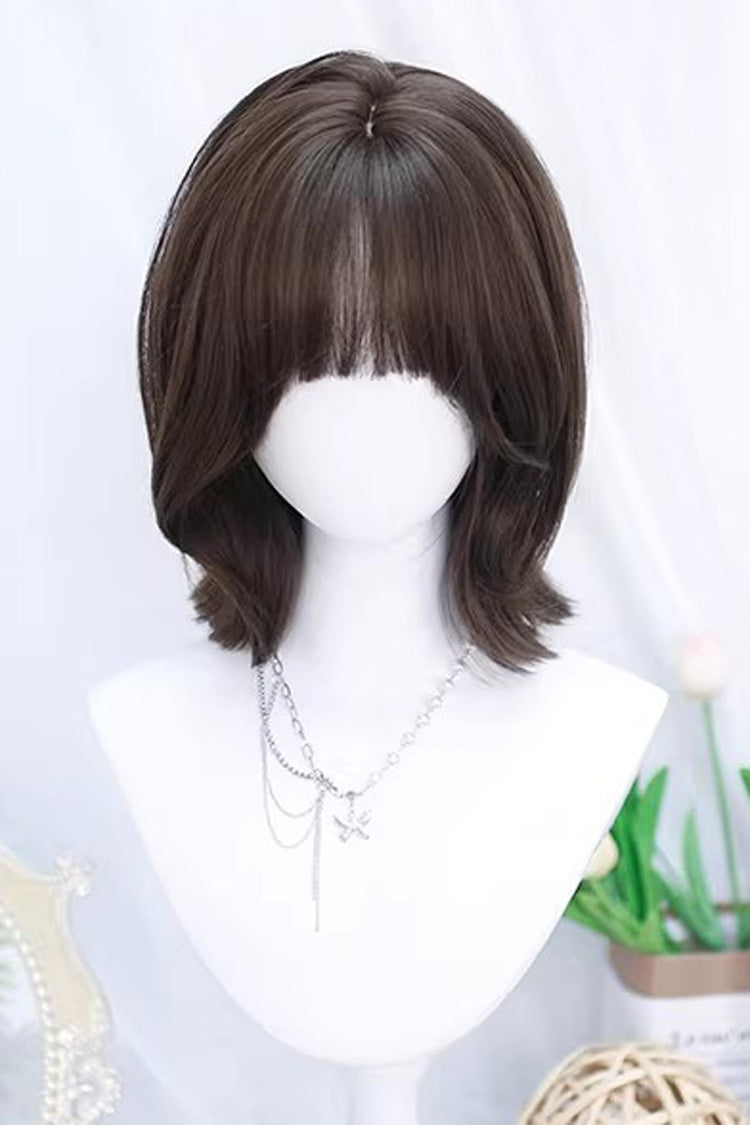 Shoulder Length Short Wig with Air Bangs Sweet Lolita Style 2 Colors