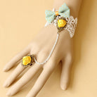 White Princess Bow Yellow Rose Lace Female Sweet Lolita Ring Bracelet