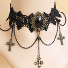 Black Retro Exaggerated Cross Collar Harajuku Style Lace Gothic Lolita Necklace