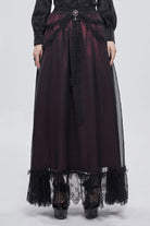 Black/Red Butterfly Lace Pendant Decoration Chiffon Women's Gothic Skirt