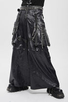 Black Big Pockets Straps Chain Men's Punk Pants
