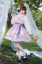 Pink [Lily of the Valley Rabbit] Sleeveless Print Ruffle Bowknot Daily Sweet Lolita Strap Dress