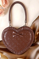 Heart‑Shaped Bow Sweet Lolita Handbag/Crossbody with Ruffled Trim 3 Colors