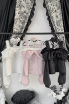 Jirai Kei Off Shoulder Long Sleeves Lace Sweet Japanese Fleece-Lined Top 3 Colors