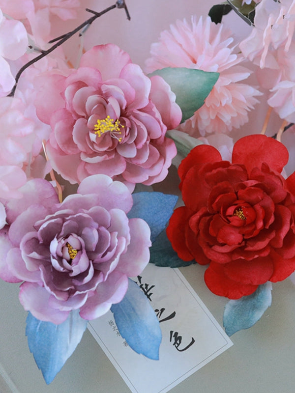 Hanfu Embroidered Headdress Camellia Flower Hair Pins