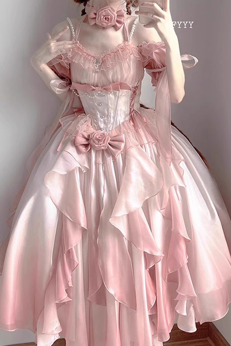 Pink Bowknot Irregular Sweet Princess Lolita Jsk Dress