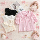 Plus Size Sweet Lolita Blouse with Ruffles, Peter Pan Collar