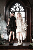 Ghost Jellyfish - Chiffon Gothic Lolita OP, Drawstring Liftable High-low Hem