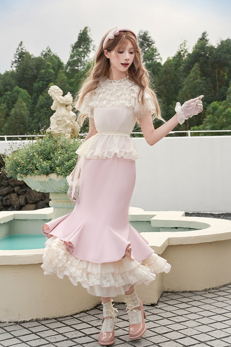 Pink [Love Diary] Multi-Layered Ruffle Sweet Lolita Jsk Mermaid Dress