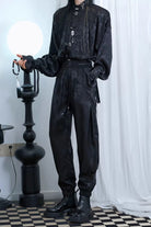Black Dragon-Pattern Jacquard Printed Ouji Gothic Chinese Style Handsome Lolita Tassel Pants
