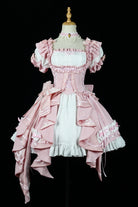 [Spring Overture] Square Collar Short Sleeves Ruffle Cardigan Bowknot Lace Sweet Elegant Lolita Skirt Set 4 Colors