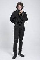 Black Embroidered Lace-Up Men's Gothic Accessory  Bat Embroidered Girdle