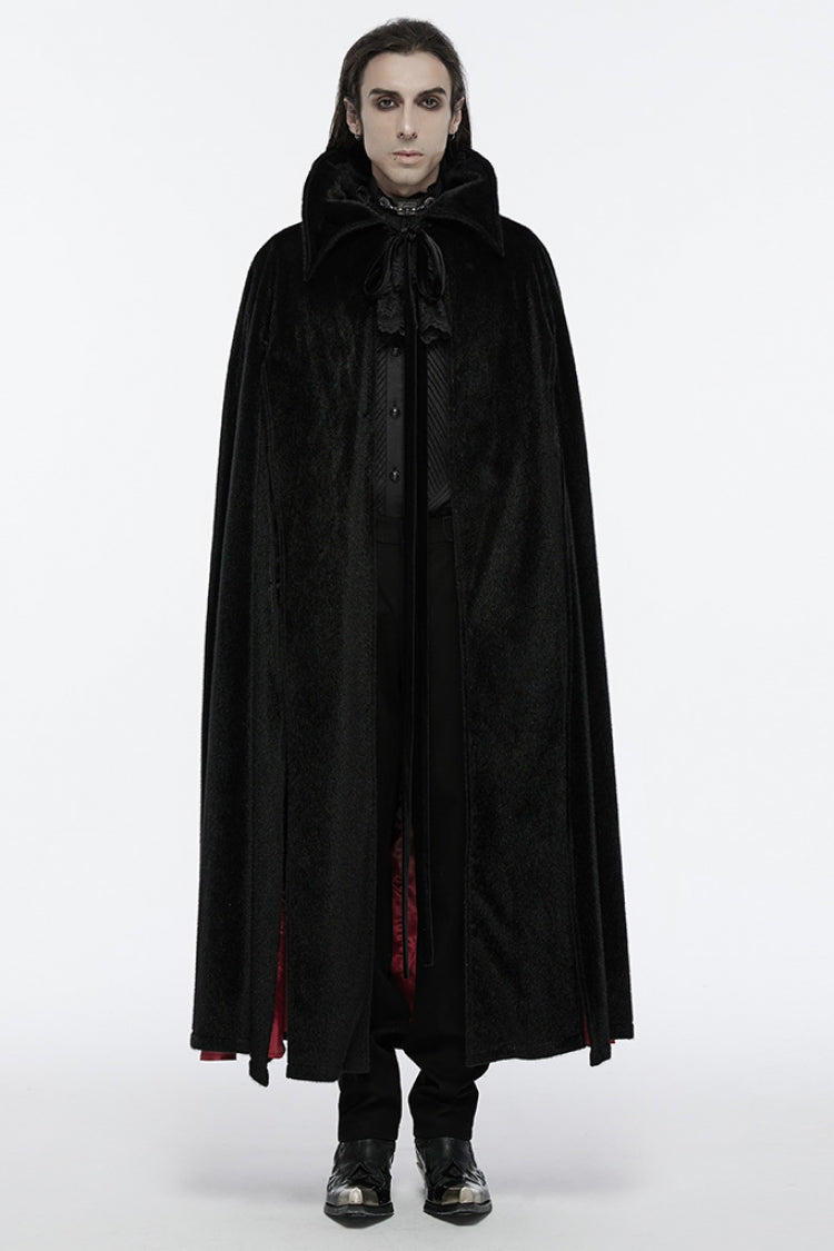 Black/Red Men's Strap Bat Gothic Coat Cloak