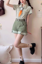 Green Bunny's Spring Journey Short Sleeves Ouji Lolita Blouse
