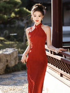 Cheongsam dress red with modern design red qipao dress elegance