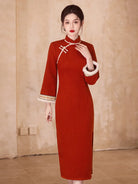 Elegant cheongsam for Chinese New Year, new-style Qipao vest dress for winter celebrations