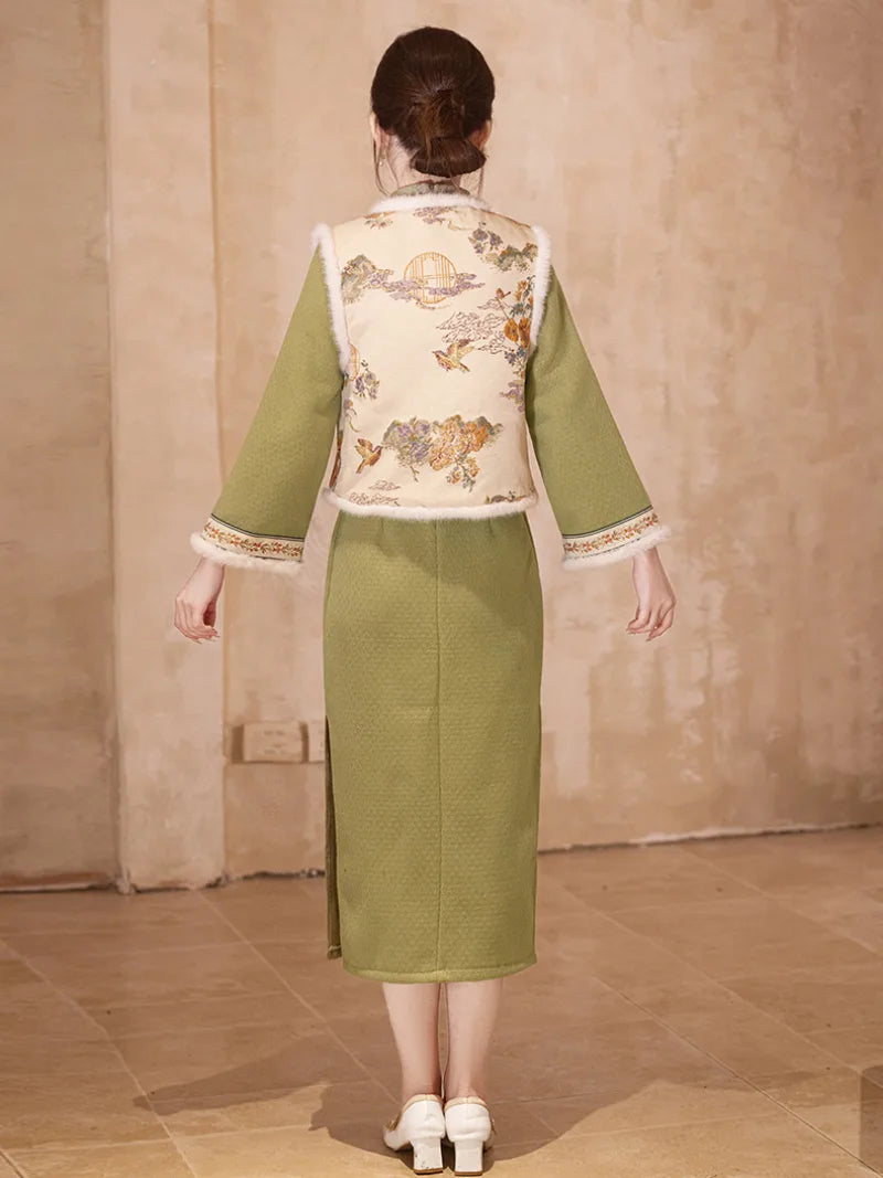 Cheongsam for Chinese New Year | Beautiful Winter Qipao Set
