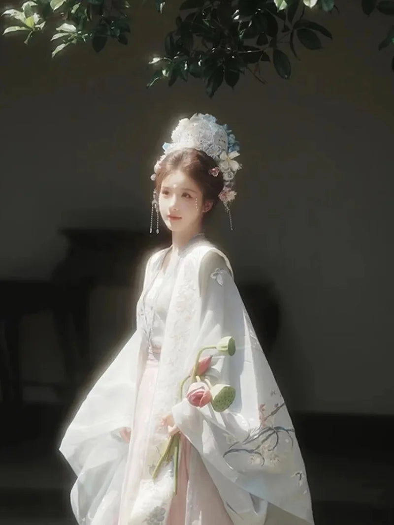 Chinese clothing female Hanfu Tang style embroidered wide sleeve ruqun elegant fairy look