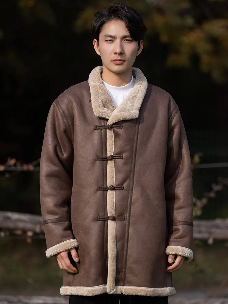 Men’s Chinese Cotton Jacket – Natural Oriental Casual Mandarin Collar