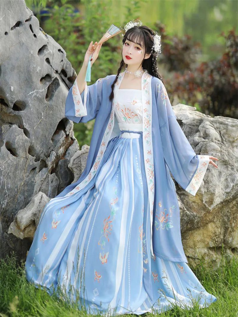Elegant Song-style chinese dress pleated Hanfu skirt