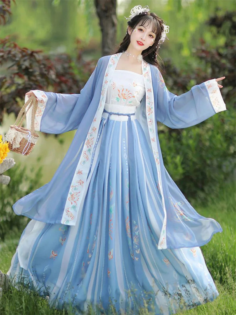 Elegant Song-style chinese dress pleated Hanfu skirt