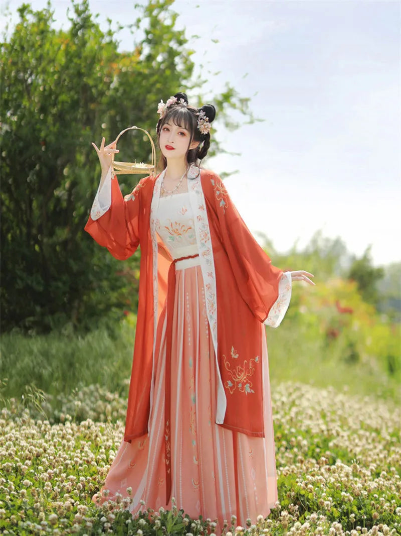 Elegant Song-style chinese dress pleated Hanfu skirt