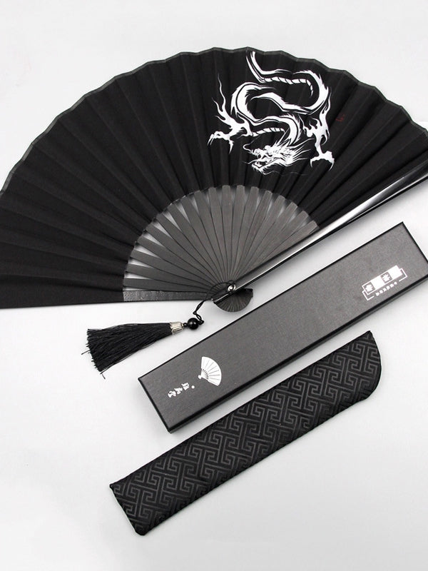 Chinese Folding Fan Men’s Domineering Black Dragon Fan