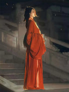red Warring States Hanfu robe with straight hem and wide sleeves, authentic Chinese hanfu clothing inspired by Mashan Chu Tomb