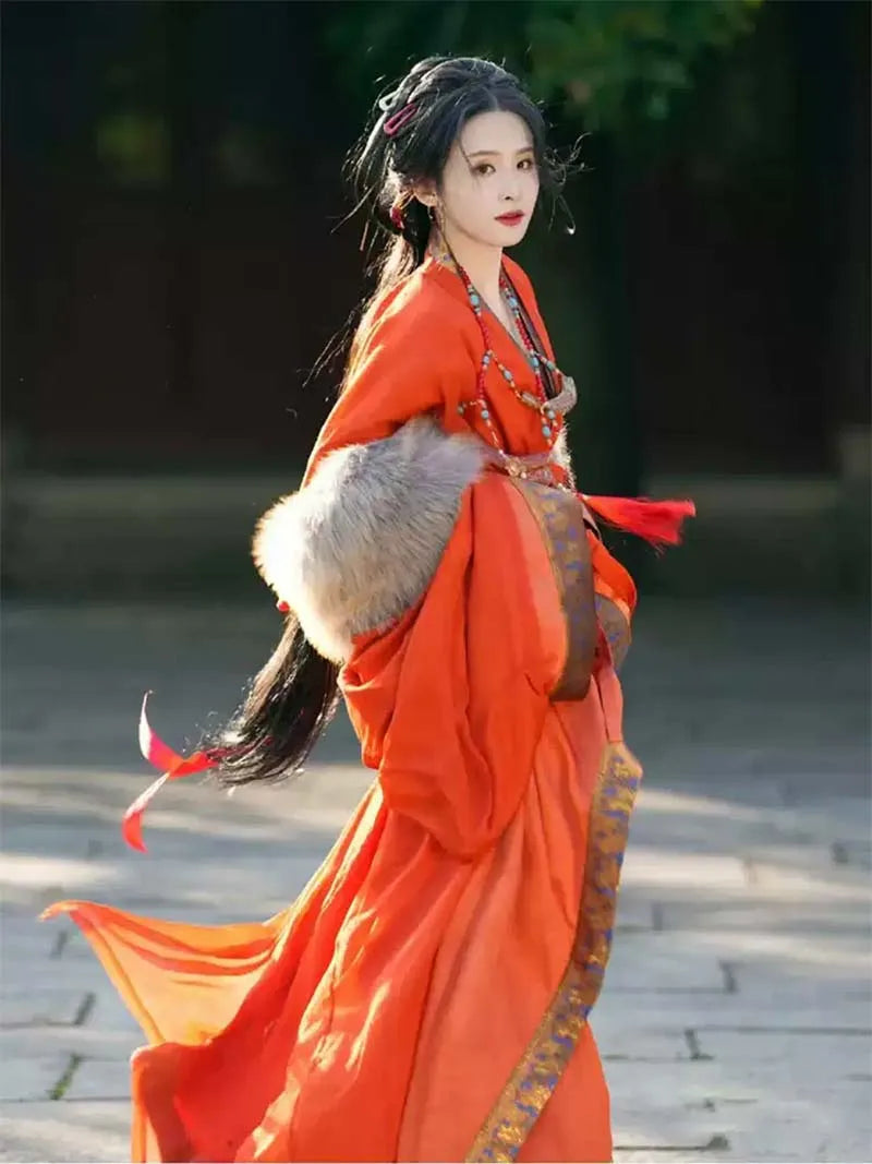 Chinese Hanfu Dress | Red Warring States Robe Hanfu Clothes