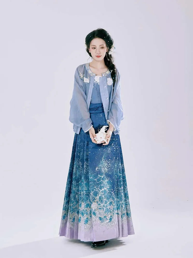 Chinese hanfu dresses 2025 new mamian skirt set, modern Ming style for women