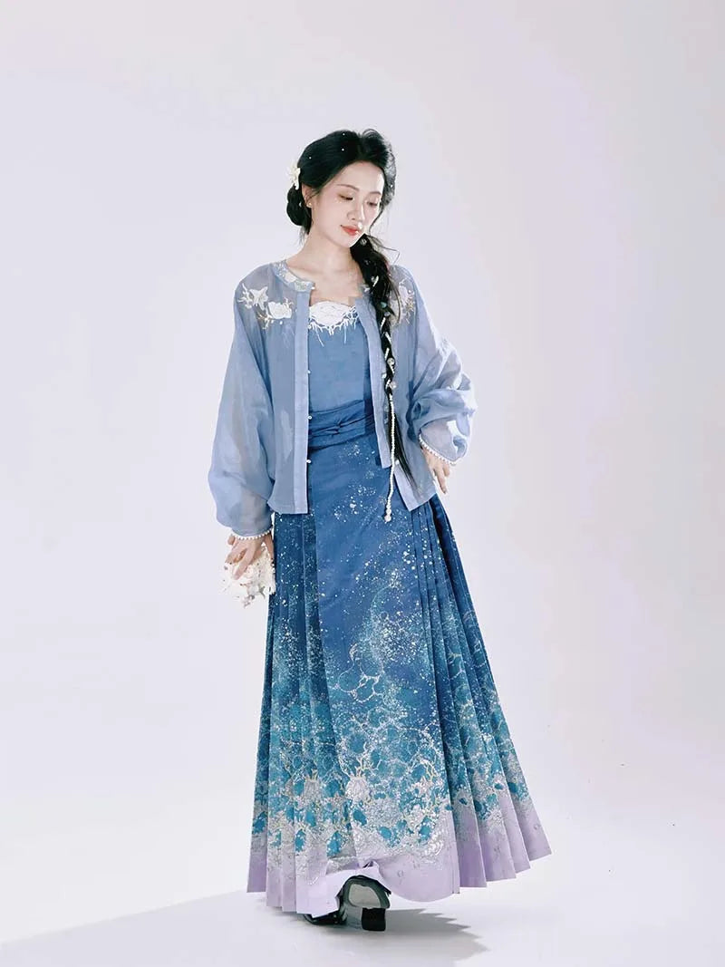 Chinese hanfu dresses 2025 new mamian skirt set, modern Ming style for women
