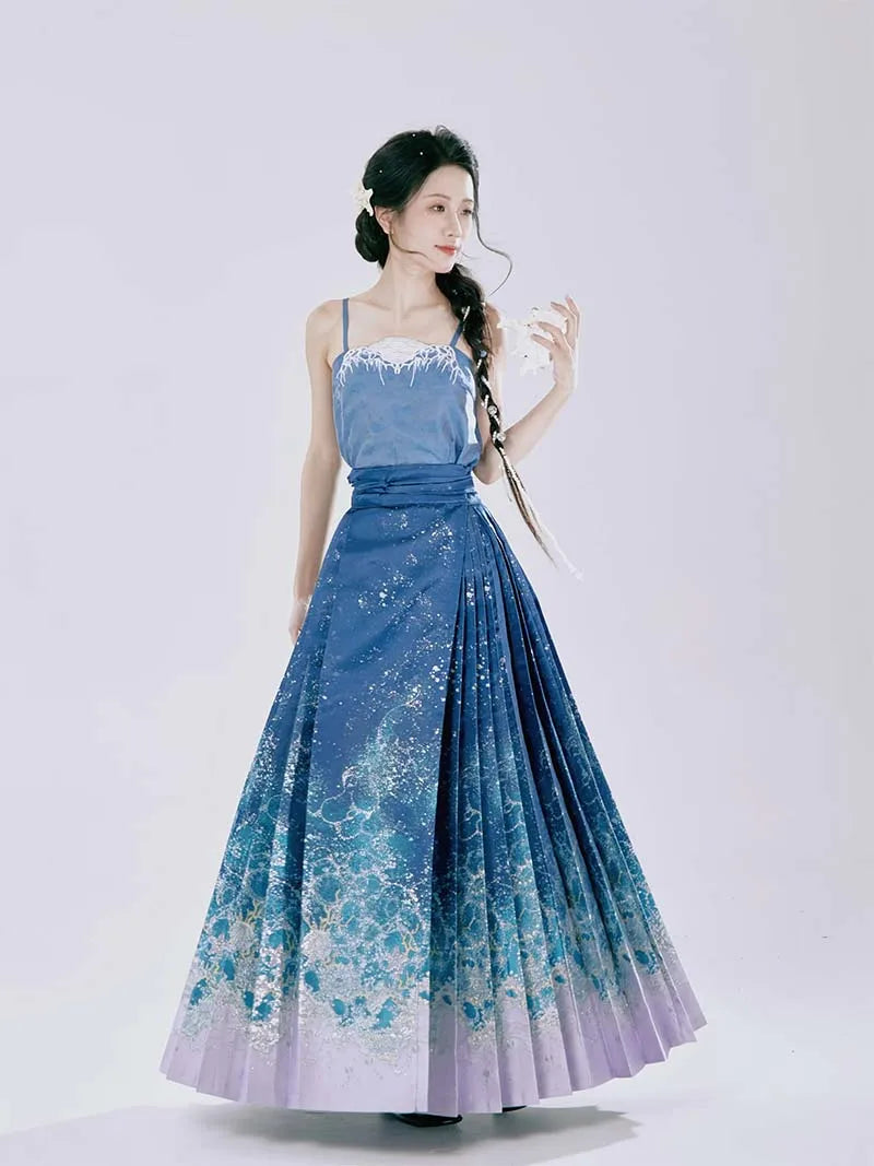 Chinese hanfu dresses 2025 new mamian skirt set, modern Ming style for women