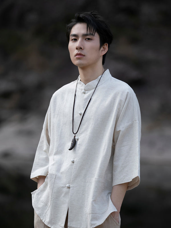 Refined Chinese Style Linen Button-Down Shirt