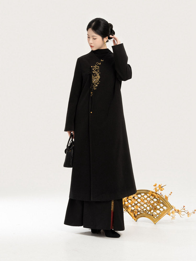 Chinese Style Winter Coat for Women – Red or Black Long Coat