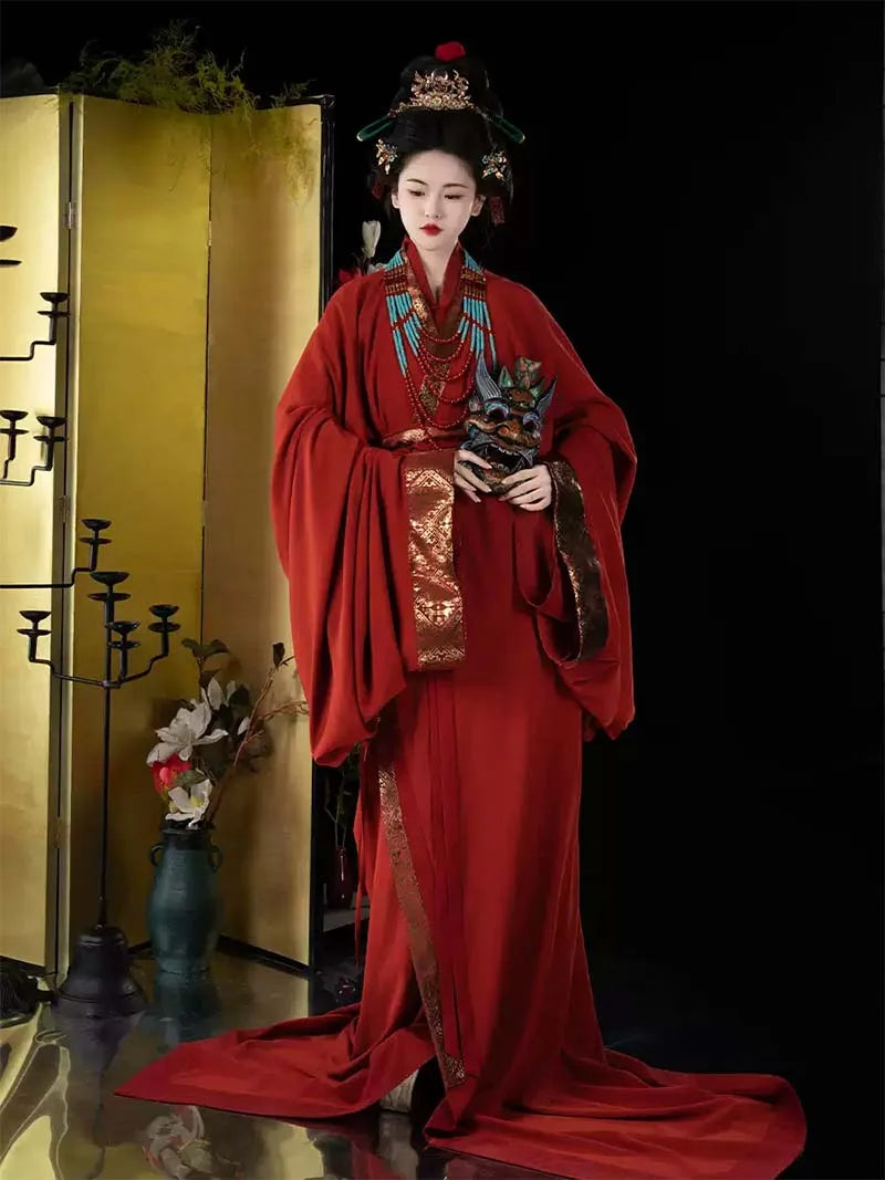 Chinese Traditional Hanfu | Red Warring States Brocade Hanfu