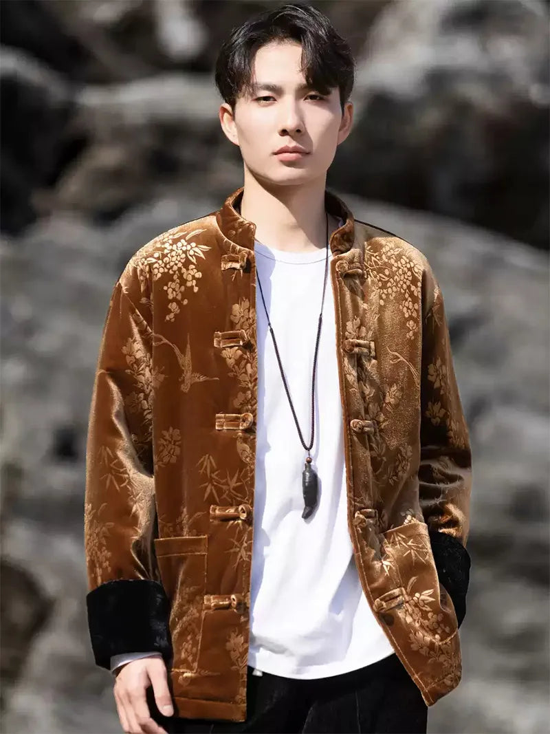 Chinese Traditional Tang Suit | Velvet Embossed Winter Cotton Jacket