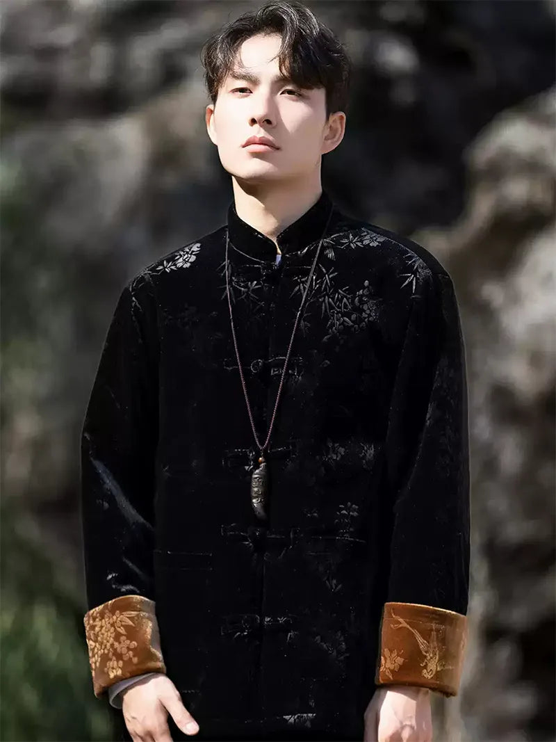 Chinese Traditional Tang Suit | Velvet Embossed Winter Cotton Jacket