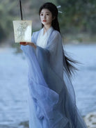 Female Wei Jin Chinese Traditional Clothing with delicate fabric and flowing sleeves