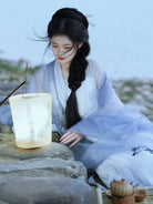 Female Wei Jin Chinese Traditional Clothing with delicate fabric and flowing sleeves