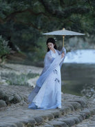 Female Wei Jin Chinese Traditional Clothing with delicate fabric and flowing sleeves