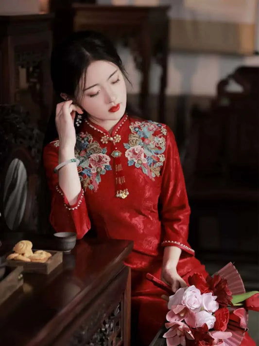 Chinese Wedding Dress Qipao | Stunning Red Bridal Cheongsam Gown