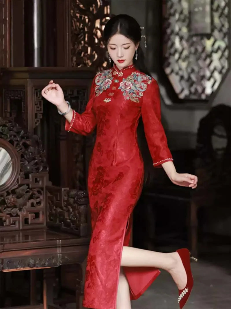 Chinese Wedding Dress Qipao | Stunning Red Bridal Cheongsam Gown