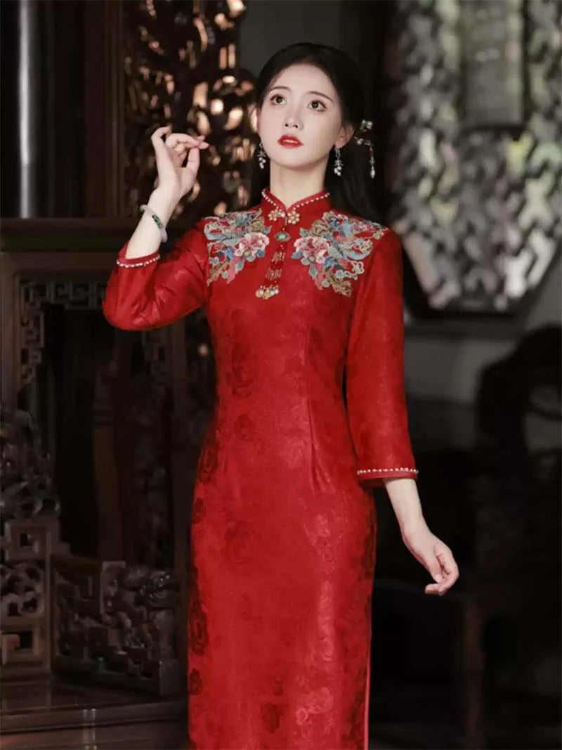 Chinese Wedding Dress Qipao | Stunning Red Bridal Cheongsam Gown