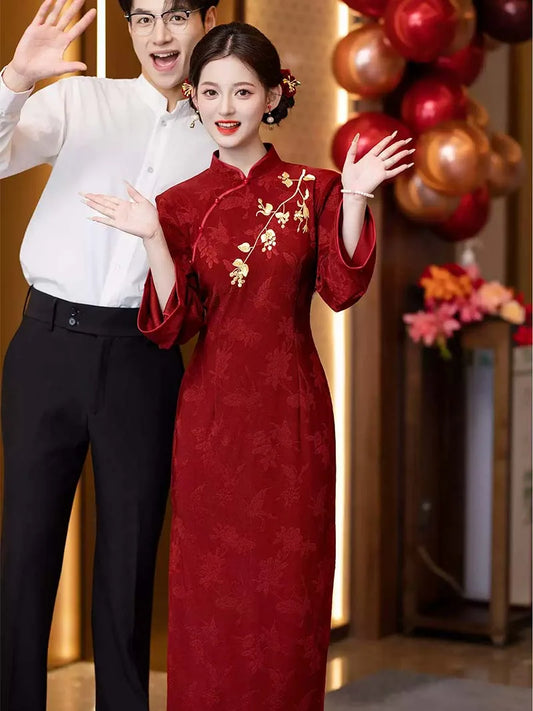 Chinese Wedding Qipao | Stunning Red Cheongsam Bridal Dress for Ceremony
