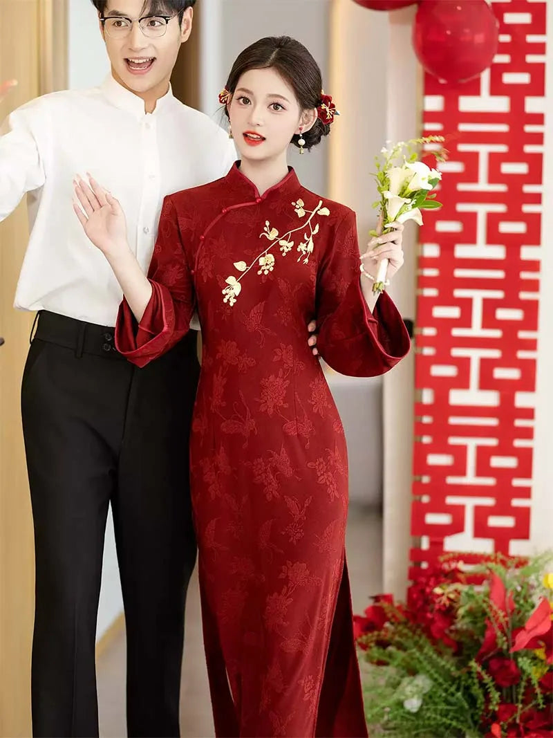 Chinese Wedding Qipao | Stunning Red Cheongsam Bridal Dress for Ceremony
