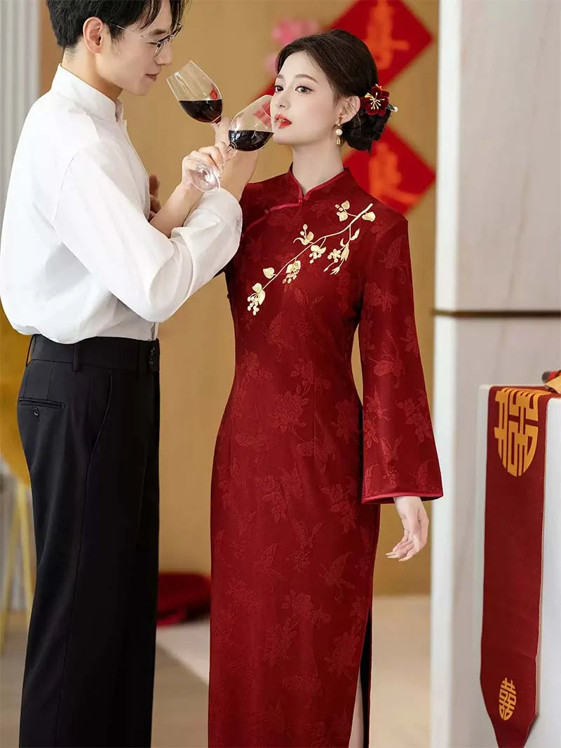 Chinese Wedding Qipao | Stunning Red Cheongsam Bridal Dress for Ceremony
