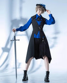 Crimson Ash Zero - Ouji Lolita Vest Handsome Slim Long Black Vest