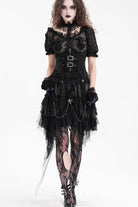 Black Embroidered Lace Lace-Up Slim Fit Zippered Women's Gothic Tassels Luxurious Royal Underbust Corset