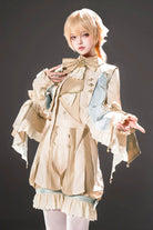 Yellow [Fairytale Storybook] Stand Collar Long Sleeves Ruffled Embroidered Bow Classic Chinese Style Ouji Lolita Set